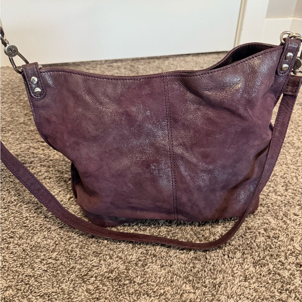 Elegant Purple Leather Shoulder Bag